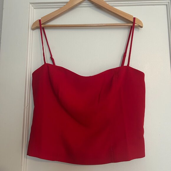 J. Crew Red Sweetheart Bustier Top in Drapey Crepe (size 2) - Picture 2 of 7
